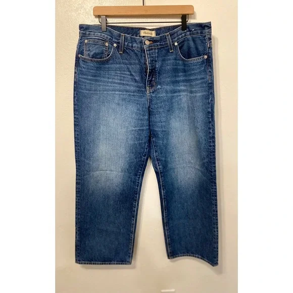Madewell Low Slung Straight Jeans Button Fly Medium Wash Denim 32P - Picture 4 of 14
